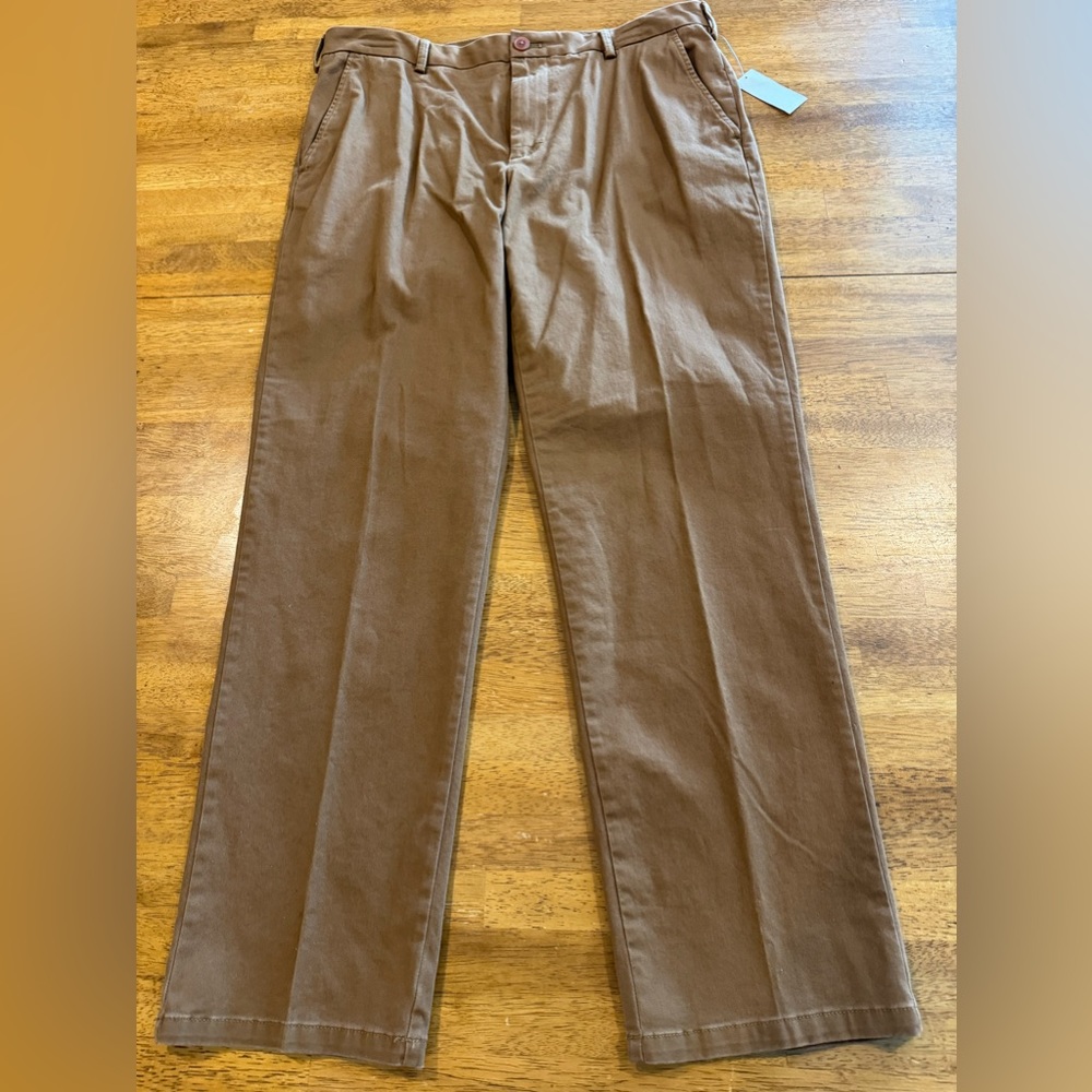 Izod Saltwater Stretch Chino 4 Pocket Pants Men's Brown 34 x 30 NEW With Tags